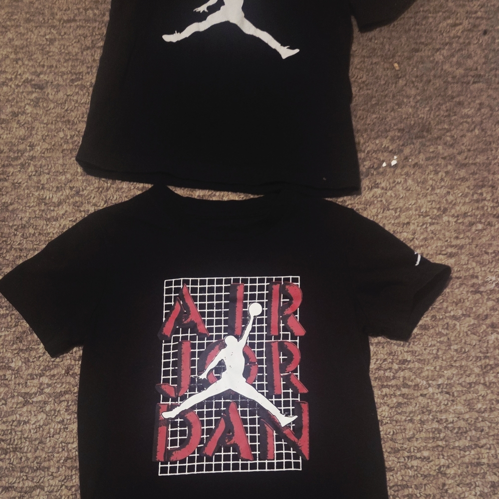 Jordan Black and Red Kids Short Sleeve Tee